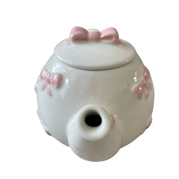 Lang Design Hand Painted Pink Bow Ceramic Teapot New - Picture 9 of 16